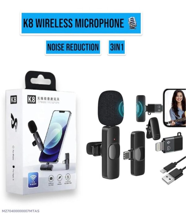 K8 Wireless 3 in 1 Noise Reduction Microphone - Image 4