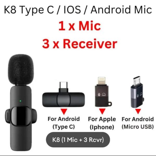 K8 Wireless 3 in 1 Noise Reduction Microphone - Image 8